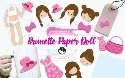 Paper doll illustration pack - Vector Image