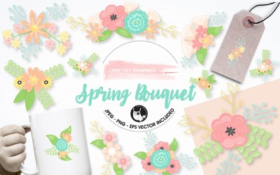 Spring bouquet graphics illustration - Vector Image