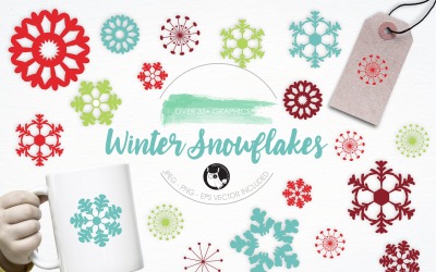 Winter Sneeuwvlokken illustratie pack - Vector afbeelding