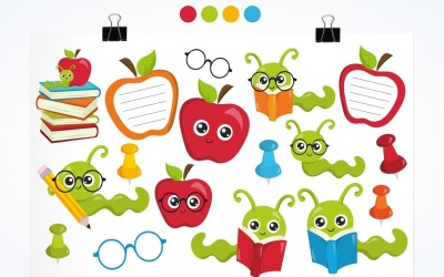 Apple Bookworm - Vector Image