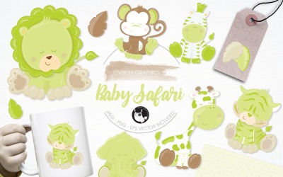 Baby safari illustration pack - Vector Image