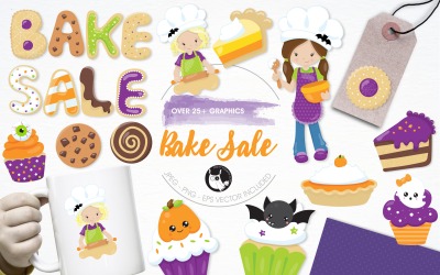 Bake sale illustration pack - Vector Image