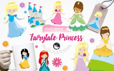 Fairytale princess illustration pack - Vector Image