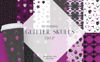 Glitter Skulls - Vector Image
