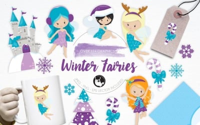 Pakiet ilustracji Winter Fairies - grafika wektorowa