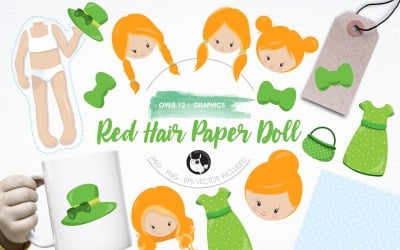 Paper doll illustration pack - Vector Image