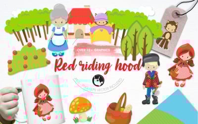 Red riding hood illustration pack - Vector Image