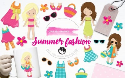 Summer fashion illustration pack - Vector Image