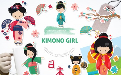Dziewczyna Kimono - Grafika wektorowa