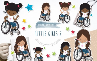 Little Girls 2 - Vector Image
