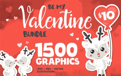 Mega valentine graphics bundle - Vector Image