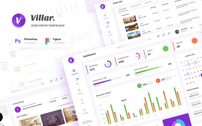 Villar - Hotel Booking Admin Dashboard Figma PSD UI Elements