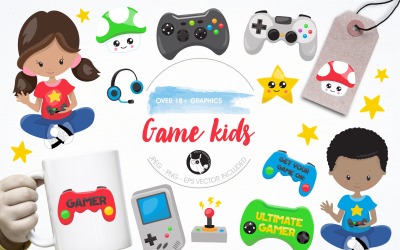 Game kids graphics &amp;amp; illustrations - Vector Image