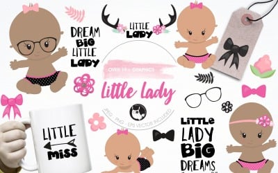 Little lady graphics &amp;amp; illustrations - Vector Image