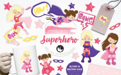 Super Hero illustration pack - Vector Image