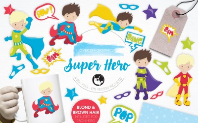Super Hero illustration pack - Vector Image