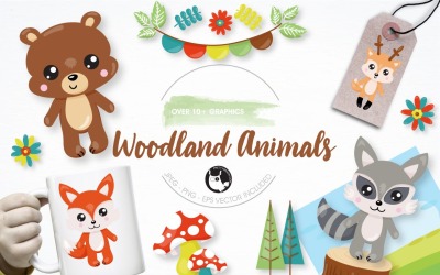 Woodland animals graphics - Vector Image