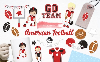 American football illustration pack - Vector Image