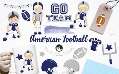 American football illustration pack - Vector Image