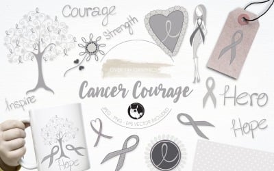 Cancer awareness illustration pack - Vector Image