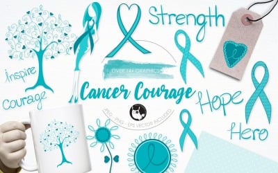 Cancer courage illustration pack - Vector Image