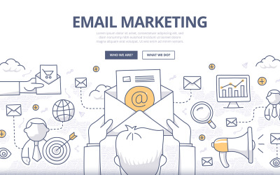 Email Marketing Doodle Concept - Vector Image