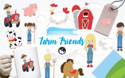 Farm Friends illustration pack - Vector Image