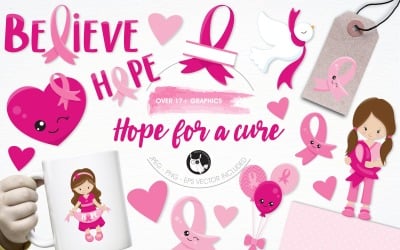 Hope for a cure illustration pack - Vector Image