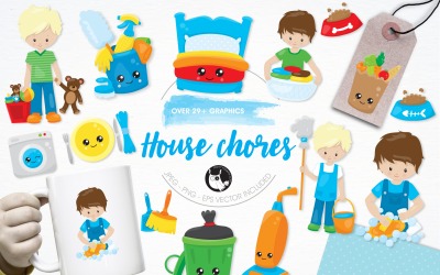 House chores illustration pack - Vector Image