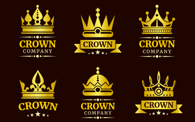 Luxury Crown Logo Set - Vector Image