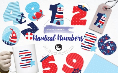 Nautical numbers illustration pack - Vector Image