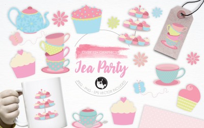 Tea Party illustration pack - Vector Image