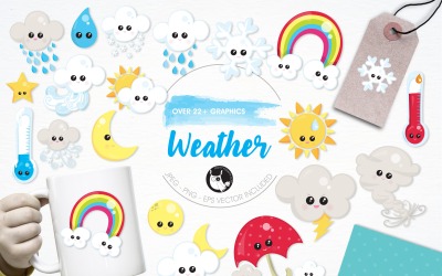 Weather illustration pack - Vector Image