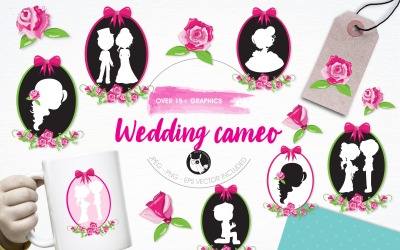 Wedding cameo illustration pack - Vector Image