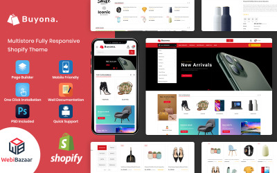 Responsivt Buyona - Multipurpose E-commerce Template Shopify-tema #121046