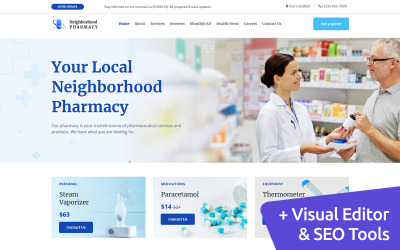 Responsywny szablon Moto CMS 3 Neighborhood Pharmacy Moto CMS 3 Template #121470