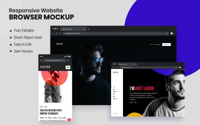 Mockup del prodotto della schermata del browser reattivo