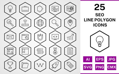 Set di icone poligono linea 25 Seo