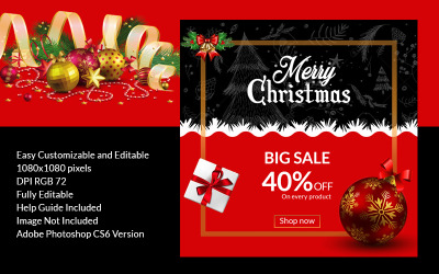 Plantilla PSD de banner de venta de Navidad