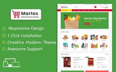 Шаблон OpenCart для продуктовых магазинов и органических продуктов Marlos