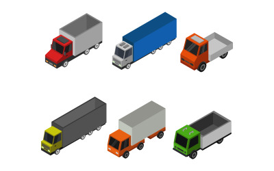 Sada izometrických nákladních automobilů - vektorový obrázek
