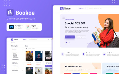 Bookoe - Design de interface do usuário do site da livraria