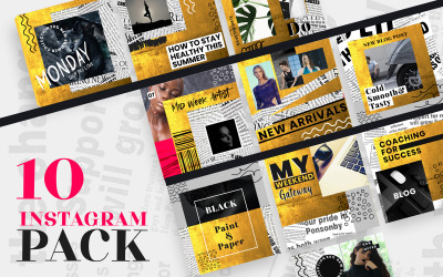 Modèle de médias sociaux de post Instagram de style or