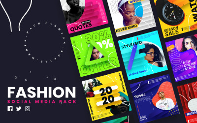 Modello di social media di post di moda