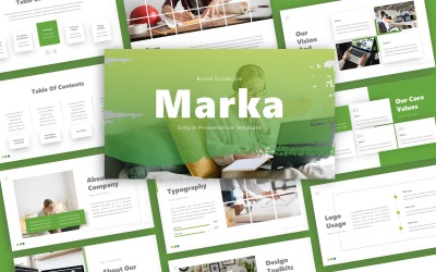 Modello PowerPoint di presentazione delle linee guida del marchio Markaa