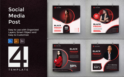 Temporada de Black Friday - Plantilla de redes sociales de promoción de publicaciones de moda y creativa