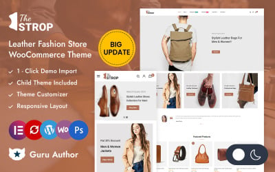 TheStrop - Tema responsivo WooCommerce Elementor de loja de moda em couro