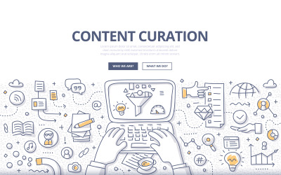 Content Curation Doodle Concept - Vector Image