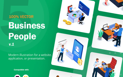 Isometric Business People V1 - Illustration