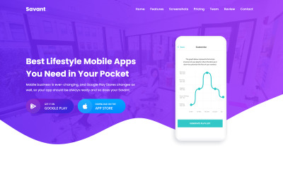 Responsivt Savant - App HTML Landing Page Template Landing Page-mall #122456
